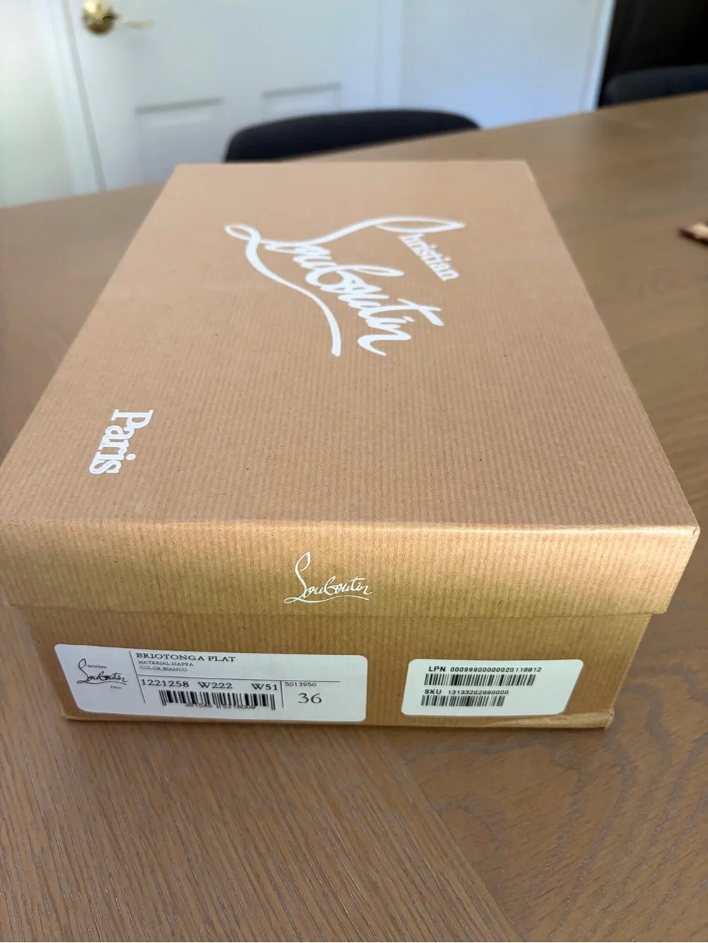 Christian Louboutin Tan Branding Shoe Box with White Logo